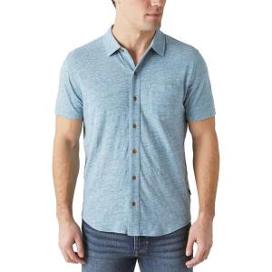 imageLucky Brand Mens Short Sleeve Linen Button Up ShirtAegean Blue