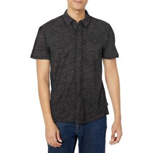imageLucky Brand Mens Short Sleeve Linen Button Up ShirtBlackBlack
