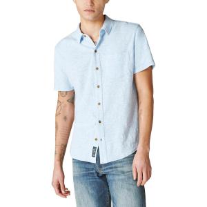 imageLucky Brand Mens Short Sleeve Linen Button Up ShirtBlue BellBlue