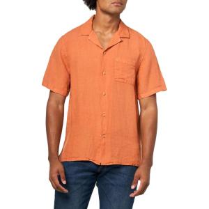 imageLucky Brand Mens Short Sleeve Linen Camp Collar ShirtBombay Brown