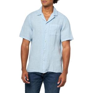 imageLucky Brand Mens Short Sleeve Linen Camp Collar ShirtCelestial Blue