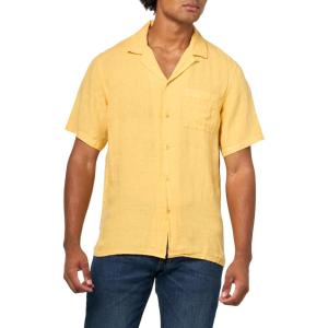 imageLucky Brand Mens Short Sleeve Linen Camp Collar ShirtOchre