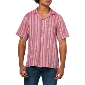 imageLucky Brand Mens Short Sleeve Linen Camp Collar ShirtRed Multi