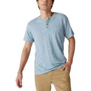 imageLucky Brand Mens Short Sleeve Linen Henley ShirtAegean Blue