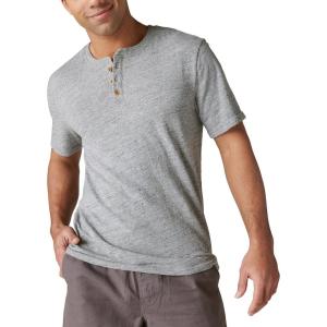 imageLucky Brand Mens Short Sleeve Linen Henley ShirtBlackened Pearl