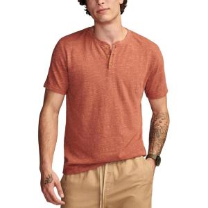 imageLucky Brand Mens Short Sleeve Linen HenleyBurnt Henna