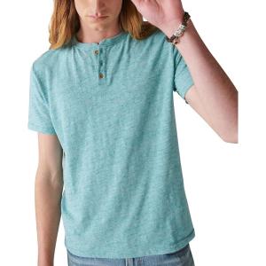 imageLucky Brand Mens Short Sleeve Linen HenleyHarbor Blue