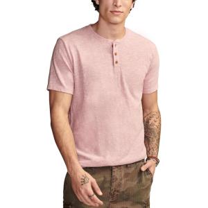 imageLucky Brand Mens Short Sleeve Linen HenleyRed Violet