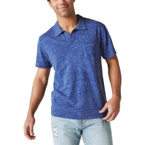 imageLucky Brand Mens Short Sleeve Linen Johnny Collar PoloBlue Depths