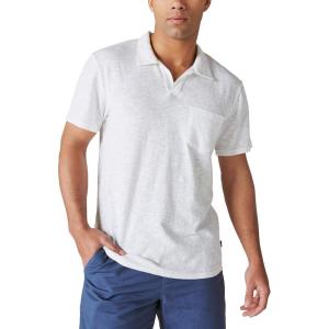 imageLucky Brand Mens Short Sleeve Linen Johnny Collar PoloBright White