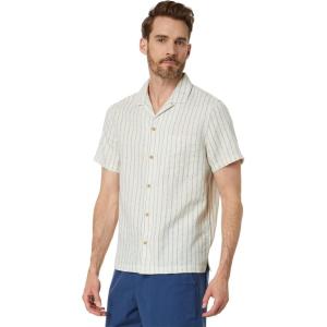 imageLucky Brand Mens Short Sleeve Stripe Linen Camp Collar ShirtNatural Stripe
