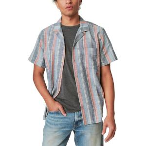 imageLucky Brand Mens Short Sleeve Striped Camp Collar ShirtIndigo Stripe