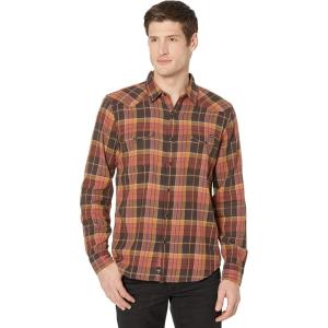 imageLucky Brand Mens Stretch Grom Plaid Western Long Sleeve ShirtBrownRed