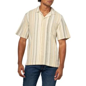 imageLucky Brand Mens Striped Short Sleeve Camp Collar ShirtCream Multi