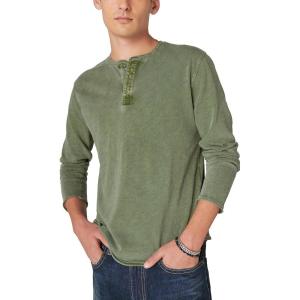 imageLucky Brand Mens Weekend Slub Jersey Long Sleeve HenleyCamo Green Cotton