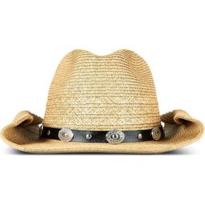 imageLucky Brand Womens Straw Cowboy Hat  Western  Woven  Wide Brim  Adjustable  Breathable  Straw  Sun ProtectionStraw  Tan
