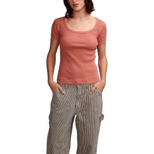 imageLucky Brand Womens Womens Short Sleeve Rib Knit TopDusty Cedar
