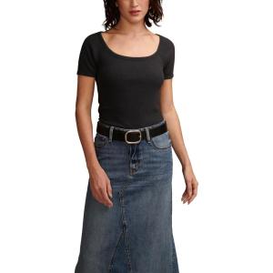 imageLucky Brand Womens Womens Short Sleeve Rib Knit TopJet Black