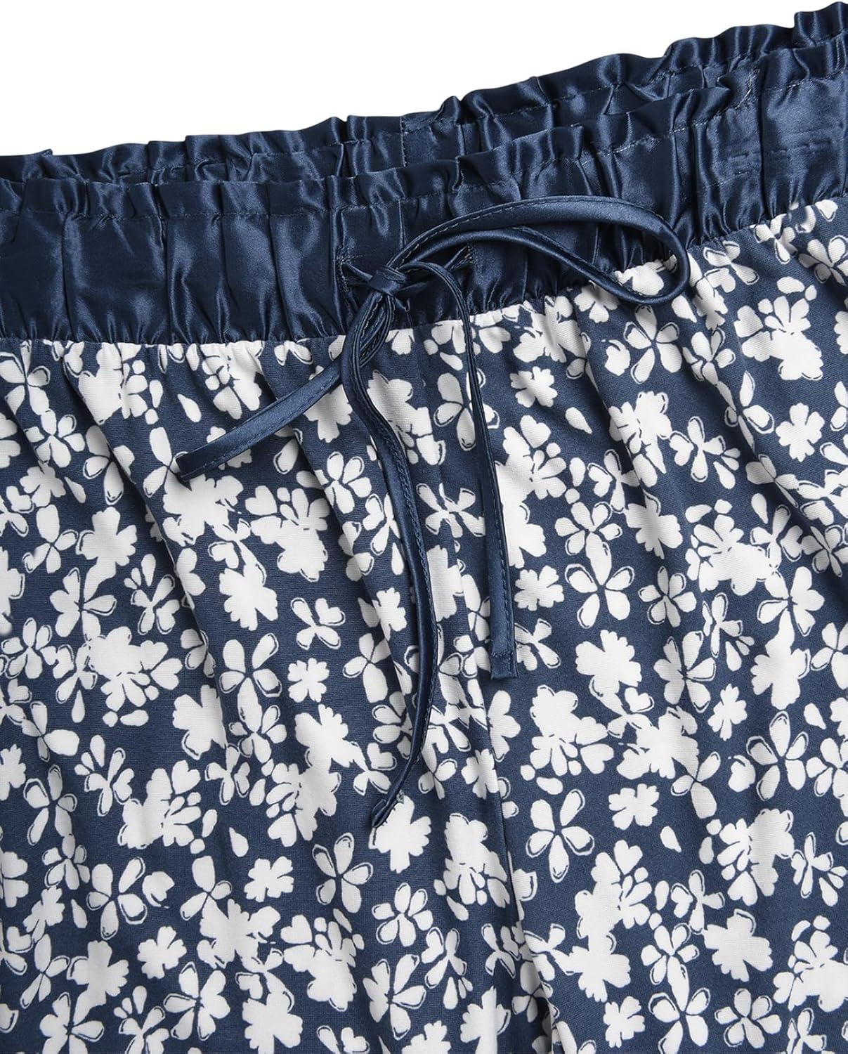 imageLucky Brand Womens Pajama Set  2 Piece Henley Sleep Shirt and Lounge Pants  Silky Soft Sleepwear for WomenPetalsVintage Indigo