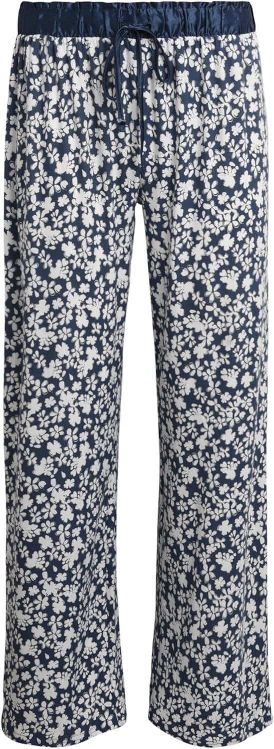 imageLucky Brand Womens Pajama Set  2 Piece Henley Sleep Shirt and Lounge Pants  Silky Soft Sleepwear for WomenPetalsVintage Indigo