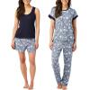 imageLucky Brand Pajamas Set for Women 4Piece Soft Sleepwear  Top Tank Shorts ampamp Pants Comfy Loungewear Pijama para MujerBlue