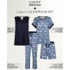 imageLucky Brand Pajamas Set for Women 4Piece Soft Sleepwear  Top Tank Shorts ampamp Pants Comfy Loungewear Pijama para MujerBlue