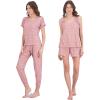 imageLucky Brand Pajamas Set for Women 4Piece Soft Sleepwear  Top Tank Shorts ampamp Pants Comfy Loungewear Pijama para MujerCute Buds