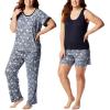 imageLucky Brand Pajamas Set for Women 4Piece Soft Sleepwear  Top Tank Shorts ampamp Pants Comfy Loungewear Pijama para MujerDenim Floral