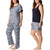 imageLucky Brand Pajamas Set for Women 4Piece Soft Sleepwear  Top Tank Shorts ampamp Pants Comfy Loungewear Pijama para MujerDenim Floral