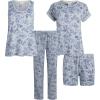 imageLucky Brand Pajamas Set for Women 4Piece Soft Sleepwear  Top Tank Shorts ampamp Pants Comfy Loungewear Pijama para MujerMini Denim Floral