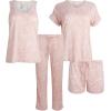 imageLucky Brand Pajamas Set for Women 4Piece Soft Sleepwear  Top Tank Shorts ampamp Pants Comfy Loungewear Pijama para MujerPink