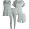imageLucky Brand Pajamas Set for Women 4Piece Soft Sleepwear  Top Tank Shorts ampamp Pants Comfy Loungewear Pijama para MujerSoft Sage