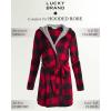 imageLucky Brand Womens Bathrobe Fleece Shawl Collar Belted Robe with HoodBlackRed