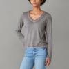 imageLucky Brand Womens Long Sleeve V Neck TeeAsphault