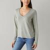 imageLucky Brand Womens Long Sleeve V Neck TeeBalsam Green