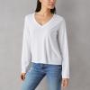 imageLucky Brand Womens Long Sleeve V Neck TeeBright White