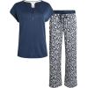 imageLucky Brand Womens Pajama Set  2 Piece Henley Sleep Shirt and Lounge Pants  Silky Soft Sleepwear for WomenPetalsVintage Indigo