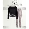 imageLucky Brand Womens Pajama Set  2 Piece Long Sleeve Sleep Shirt and Jogger Pants with Velour Trim SXLBlackStars