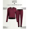 imageLucky Brand Womens Pajama Set  2 Piece Long Sleeve Sleep Shirt and Jogger Pants with Velour Trim SXLMaroon Banner