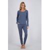 imageLucky Brand Womens Pajama Set  2 Piece Ribbed Hacci Long Sleeve and Joggers SleepwearBlue Heather