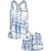 imageLucky Brand Womens 2 Piece Pajama Set Short Sleeve Lounge Sleepwear with Crossback Tank Top and Shorts with PocketsBlue Tie Dye