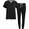 imageLucky Brand Womens 2Piece Pajama Set  Soft Sleepwear with Short Sleeve Shirt and Jogger Pants with Pockets SXLCharcoal