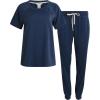 imageLucky Brand Womens 2Piece Pajama Set  Soft Sleepwear with Short Sleeve Shirt and Jogger Pants with Pockets SXLIndigo