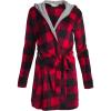imageLucky Brand Womens Bathrobe Fleece Shawl Collar Belted Robe with HoodBlackRed