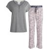 imageLucky Brand Womens Pajama Set  2 Piece Henley Sleep Shirt and Lounge Pants  Silky Soft Sleepwear for WomenFun GardenGrey Heather