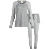 imageLucky Brand Womens Pajama Set  2 Piece Ribbed Hacci Long Sleeve and Joggers SleepwearHeather Grey