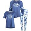 imageLucky Brand Womens Pajamas  3 Piece Hacci Sleepwear Short and Long Sleeve TShirt with Joggers Size SXLMoonlight With California Dream Tie Dye