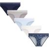 imageLucky Brand Womens Underwear  5 Pack Microfiber Bikini PantiesBlue Iris PaisleyHalogenBlue IrisGardeniaSilver Sconce