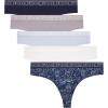 imageLucky Brand Womens Underwear  5 Pack Stretch Thong PantiesBlue IrisGardeniaSilver SconceBlueMulti