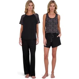 imageLucky Brand Pajamas Set for Women 4Piece Soft Sleepwear  Top Tank Shorts ampamp Pants Comfy Loungewear Pijama para MujerBlack Bandana